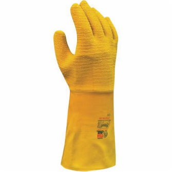 SHOWA™ Heavy Duty Natural Rubber Full Hand Coated Work Gloves With Cotton Liner And Gauntlet Cuff